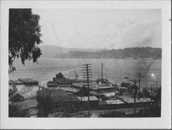 View of the Sausalito waterfront looking toward Belvedere, Sausalito, California, 1930