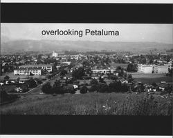 View of Petaluma looking east from the hill behind Petaluma High School and Petaluma Junior High, Petaluma, California, about 1944