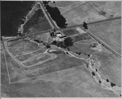 Aerial view of the Petaluma Adobe, Petaluma, California, 1962