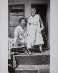 Emmett R. Howard and Mary Jane Howard on their front porch, Petaluma, California, 1950s