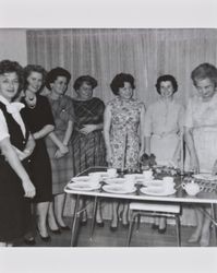 Mary Alwes and unidentified women at a sorority party, Santa Rosa, California, about 1953