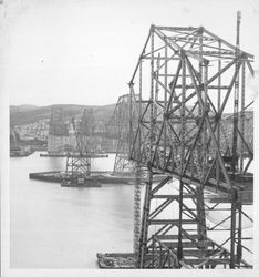 View of the Carquinez Bridge under construction, Crockett, California, about 1926