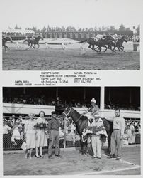 Photo finish and Winner's Circle for the Dawson Dixon Inaugural Purse at the Sonoma County Fair Racetrack, Santa Rosa, California