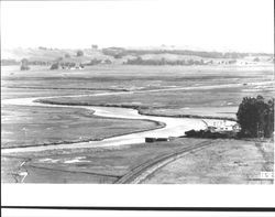 View of the winding Petaluma River southeast of Petaluma, California, 1948