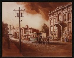 Horse-drawn Petaluma Street Railroad Company car on Kentucky Street