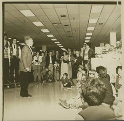 Redwood Chordsmen chorus performing at Sears opening day celebration, Santa Rosa, California, 1980