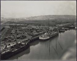 View of Third Street Channel from drawbridge, San Francisco, California, 1920s