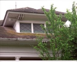 Detail of double-hipped dormer on the Neunfeldt house at 674 Sunnyslope Road, Petaluma, California, Apr. 8, 2004