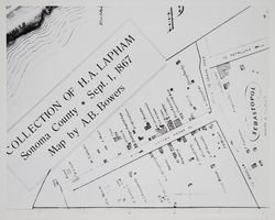 Map of Sebastopol, showing owners of businesses and residences in Sebastopol, California, dated September 1, 1867