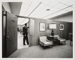 Waiting room and entry to the office of Robert J. Umland, Executive Vice-President of Santa Rosa Saving and Loan Association, Santa Rosa, California, 1970s