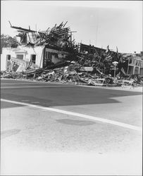 Scenes of the rubble following the fire at the Continental Hotel, Petaluma, California, May 5, 1968]
