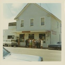 Group outside McCaughey Brothers store, Bodega, California, July 1967