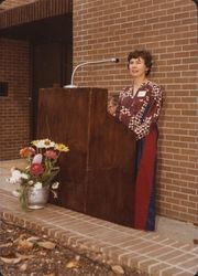 Rosanna Hart, Sebastopol Librarian, speaking at the Sebastopol Public Library dedication