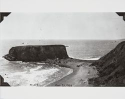 Construction of the jetty at the mouth of the Russian River at Jenner, California, March 23, 1932