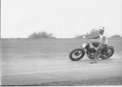 Motorcycle racers at the Di Grazia Motordrome, Santa Rosa, California, 1939