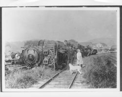 N.P.C. no. 14 tipped over by earthquake in Point Reyes, California, April 18, 1906