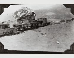 Construction of the jetty at the mouth of the Russian River at Jenner, California, about 1931