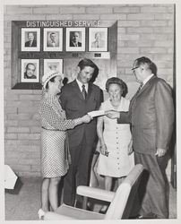 Sonoma Welfare League presents funds to the Sonoma County Fair, Santa Rosa, California, about 1970