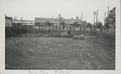 Looking north at workers clearing the site for the Sonoma County library