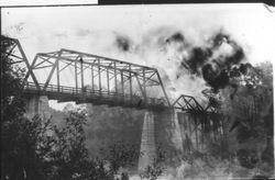 View of bridge burning