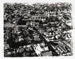 Aerial view of A Street looking north toward St. Rose School, Santa Rosa, California, 1954