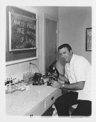 Myron H. Schaffer inside the Redwood Veterinary Clinic, Santa Rosa, California, 1964