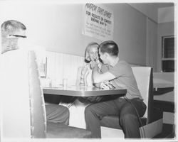 Eating a banana split at Gordon's, Santa Rosa, California, 1959