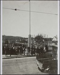 Flag raising at Washington Grammar School, 101 Bassett Street, Petaluma, California, February 22, 1922