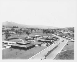 Aerial view of Oakmont Golf Course and clubhouse, Santa Rosa, California, 1966