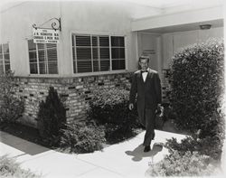 Charles Peck leaving his office, Santa Rosa, California, 1957