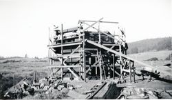Seven-sided blockhouse under construction at Fort Ross
