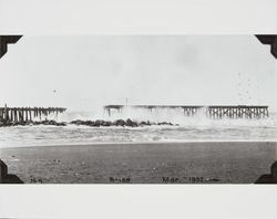 Construction of the jetty at the mouth of the Russian River at Jenner, California, March 1932