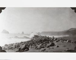 Construction of the jetty at the mouth of the Russian River at Jenner, California, April 10, 1931