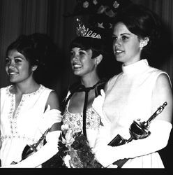 Miss Sonoma County, Peggy Christian, with runners-up Rosa Mar and Heidi Haueter, Santa Rosa, California, 1970