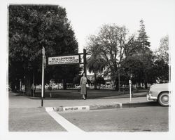 Donna McCann in Healdsburg Plaza, Healdsburg, California, 1959