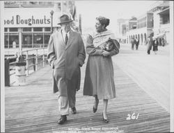 Helen Putnam and Cecil Barton strolling the Boardwalk, Atlantic City, New Jersey, February, 1957
