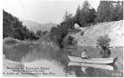 Boating on Russian River, Sonoma County, Cal., on line of Northwestern Pacific