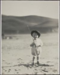 Fisherman at the beach, Rodeo Beach, California, 1920s