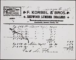 Korbel Lumber invoice, Guerneville, California, between 1900 and 1910