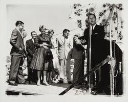 Crowd gathered for dedication of Coddingtown airport, Santa Rosa, California, 1960