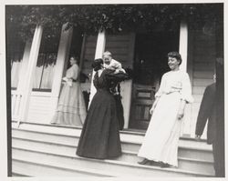 Female members of the McNear family on the front steps of "Belleview," the McNear home in Petaluma, California, about 1904