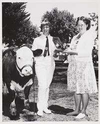 Joan Nelson receives Poll-ette Award at the Sonoma County Fair, Santa Rosa, California, about 1967