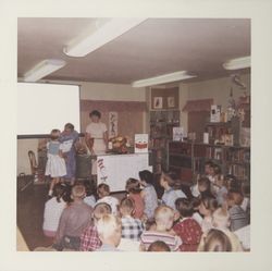 Awards ceremony for the children in the Cat in the Hat Reading Club, Carnegie Library, Santa Rosa, California, October 1959