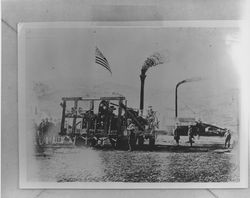 First trial run of the Coffin and Standish steam plow, Martinez, 1868