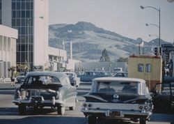 Intersection of Santa Rosa Ave. and Third Street looking south toward Mount Taylor, Nov. 1970