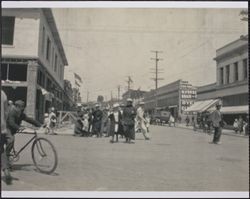 Vincents Furniture Store after a fire, Western Avenue and Kentucky Street, Petaluma, California, about 1919