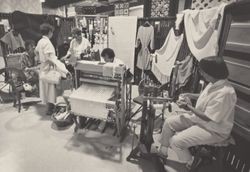 Weaving exhibit at the Sonoma County Fair, Santa Rosa, California, about 1993