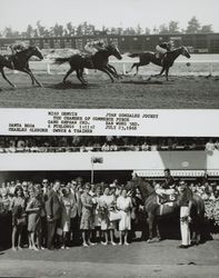 Photo finish and Winner's Circle for the Chamber of Commerce Purse at the Sonoma County Fair Racetrack, Santa Rosa, California