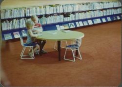 Patrons enjoying the new Petaluma Public Library at its dedication