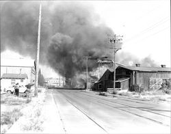 Old Box Factory fire, Petaluma, California, Jul. 22, 1961